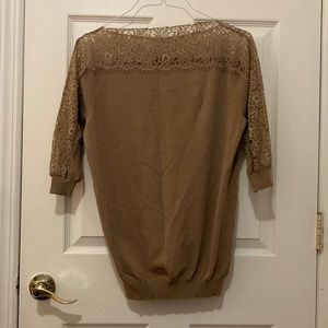 Brown top with super cute lace on neck and sleeves